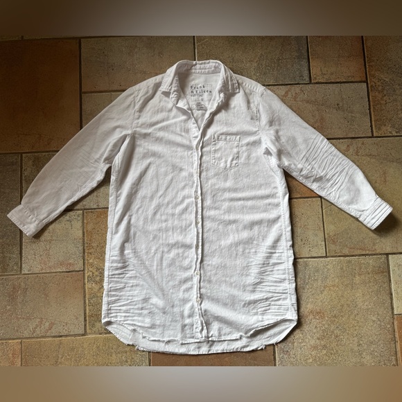 Frank & Eileen Mary Famous Denim White Button Down Shirt Dress Size Large - Picture 4 of 8